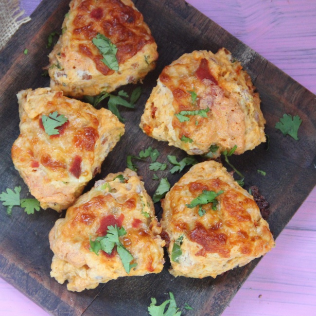 Salsa, Queso, and Prosciutto Scones